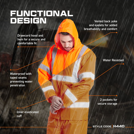 Portwest H440 Hi-Vis Rain Jacket