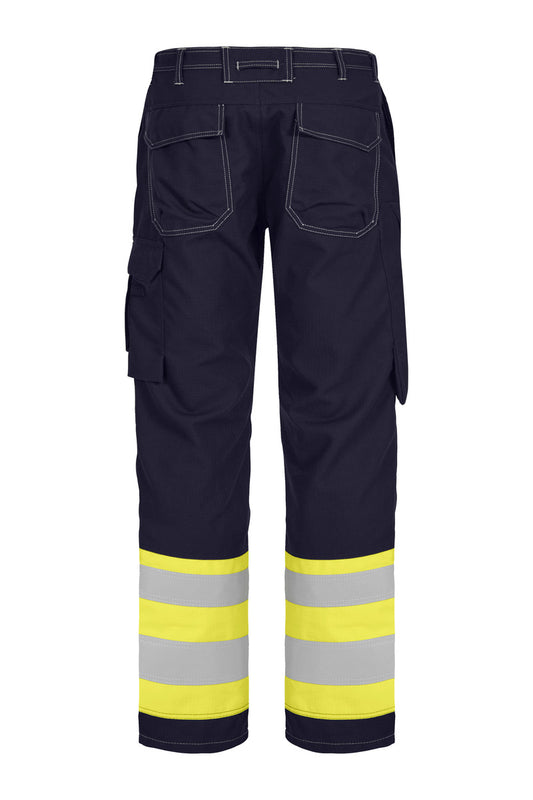 Tranemo 6023 81 Tera TX Non-Metal FR Arc Hi-Vis Trousers Yellow/Navy EN ISO 11612 front