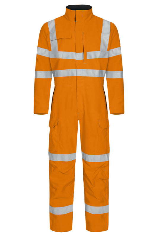 Tranemo 6111 82 Edge FR Arc Hi-Vis Rail Boilersuit Orange RIS-3279-TOM front