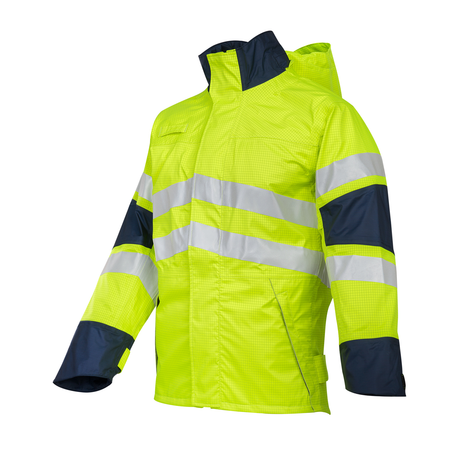 ProGARM 9720 Hi-Vis Yellow/Navy Lightweight Waterproof Arc Flash Jacket 23 cal/cm² APC 2