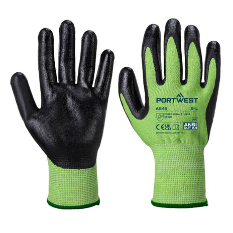 Portwest A645 Green Cut D Nitrile Foam Coated Glove