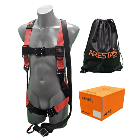 ARESTA MEWP Kit, Black and Red Harness, 2m Lanyard, Pump Bag - AK-M01AA-BR