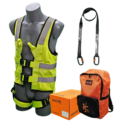 ARESTA MEWP Kit HV, Hi-Vis Yellow Jacket Harness, 2m Lanyard - AK-M0HY