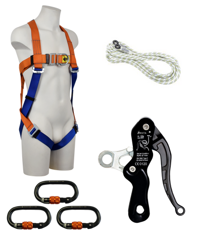 ARESTA MEWP Descent Kit 4, Harness, 10m Ropeline & Descender - AK-MD04S