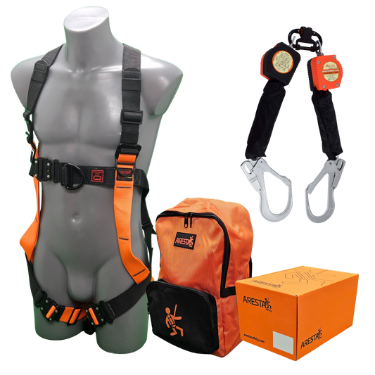 ARESTA Scaffolder Kit 9E2, Elasticated Harness & Twin Fall Arrest Block - AK-S09ET