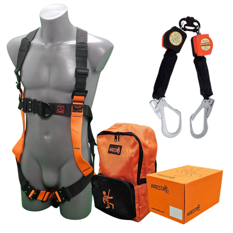 ARESTA Scaffolder Kit 9E2, Elasticated Harness & Twin Fall Arrest Block - AK-S09ET