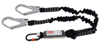 ARESTA Twin Scaff Elasticated Fall Arrest Lanyard, 2 Scaffold Hooks - AR-03701
