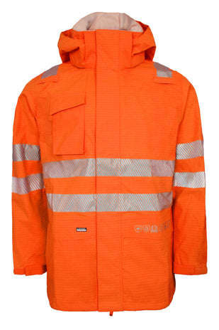 Lyngsoe ARC-LR19055 Multinorm Arc Flash Breathable Hi-Vis Rain Jacket APC 1 ATPV 12 cal