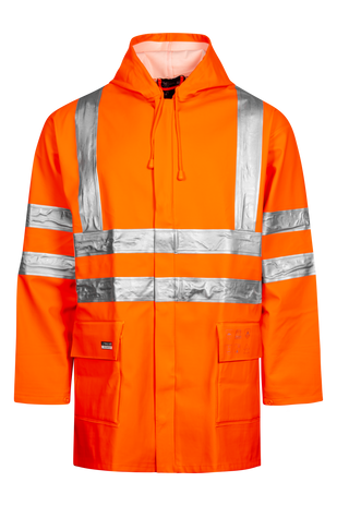 Lyngsoe ARC-LR4055 Multinorm Arc Flash Hi-Vis PVC Rain Jacket APC 1 ATPV 8.6 cal