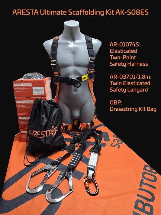 ARESTA Deluxe Scaffolder Kit 8ES, Elasticated Harness and Twin Lanyard - AK-S08ES