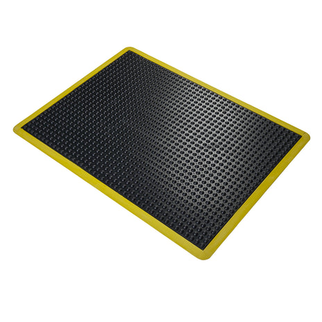 COBA Bubblemat Safety Anti-Fatigue Mat, Yellow Borders
