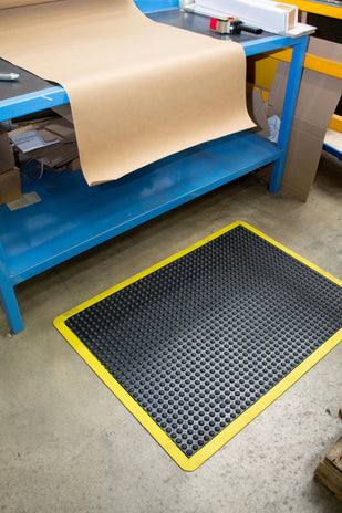 COBA Bubblemat Safety Anti-Fatigue Mat, Yellow Borders