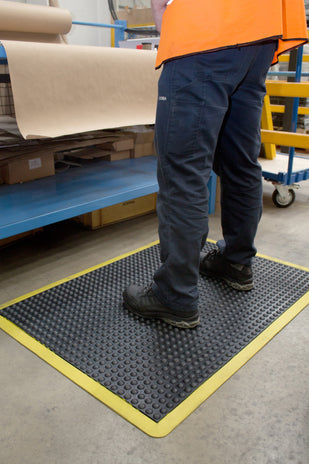 COBA Bubblemat Safety Anti-Fatigue Mat, Yellow Borders