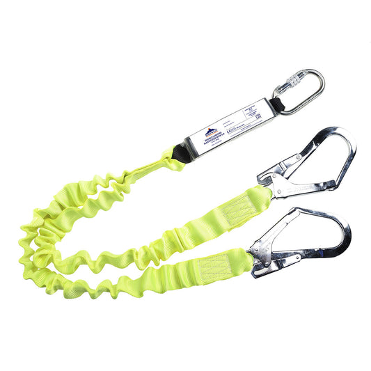 Portwest FP52 Double Elasticated 1.8m Lanyard with Shock Absorber - Yellow