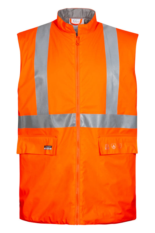 Lyngsoe FR-LR1456 Flame Retardant Hi-Vis Quilted Waistcoat EN ISO 20471 Class 2 in Hi-Vis Orange front
