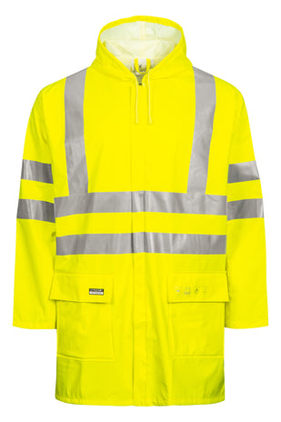 Lyngsoe FR-LR55 Flame Retardant Hi-Vis PU Rain Jacket EN ISO 20471 Class 3