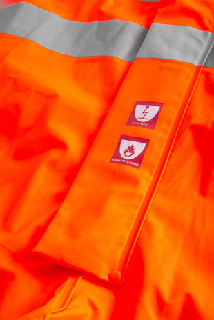 Lyngsoe FR-LR57 Flame Retardant Hi-Vis PU Rain Coverall EN ISO 20471 Class 3
