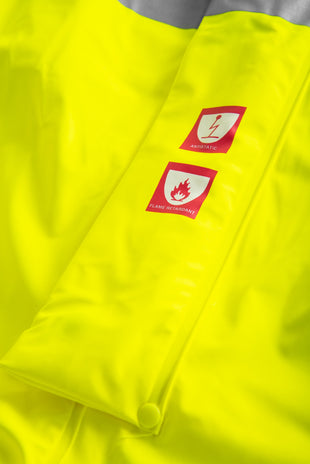 Lyngsoe FR-LR57 Flame Retardant Hi-Vis PU Rain Coverall EN ISO 20471 Class 3