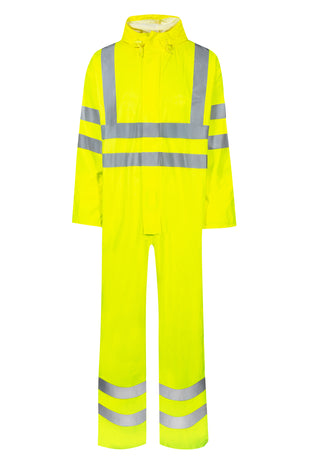 Lyngsoe FR-LR57 Flame Retardant Hi-Vis PU Rain Coverall EN ISO 20471 Class 3