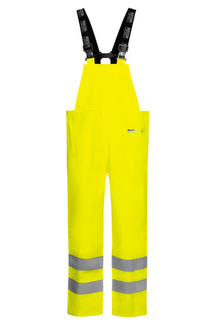 Lyngsoe FR-LR59 Flame Retardant Hi-Vis PU Rain Bib and Brace EN ISO 20471 Class 2