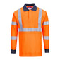 Portwest FR76 Modaflame Ris Long Sleeve Polo Shirt Orange