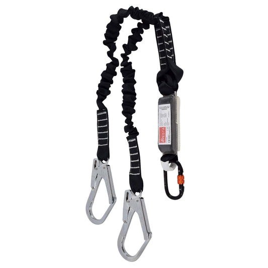 ARESTA Twin Scaff Elasticated Fall Arrest Lanyard, 2 Scaffold Hooks - AR-03701