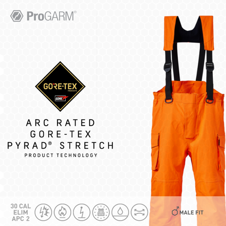 ProGARM WT240M GORE-TEX PYRAD Hi-Vis Orange Stretch Waterproof Arc Trousers 30 cal/cm² APC 2