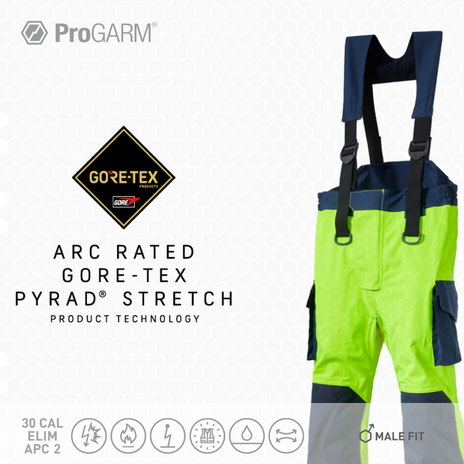 ProGARM WT252M GORE-TEX PYRAD Hi-Vis Yellow Stretch Waterproof Arc Trousers 30 cal/cm² APC 2