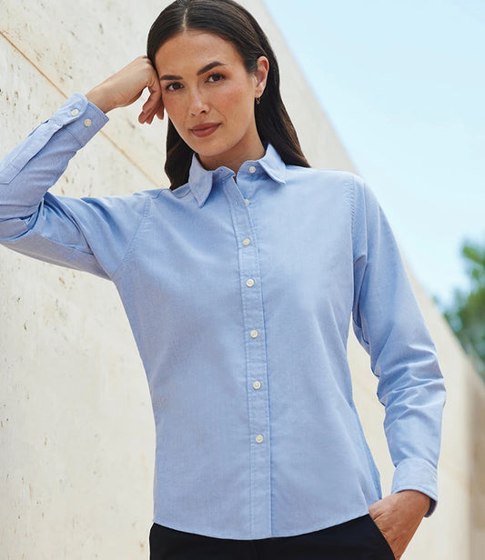 Henbury Ladies Long Sleeve Classic Oxford Shirt (H511) - Blue