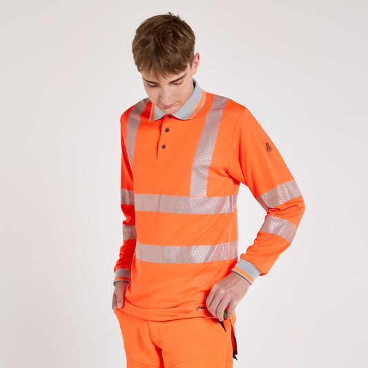 Pulsar LIFE Hi-Vis Bamboo Long Sleeve Polo Shirt (LFE926-NB / LFE925-NB) - Orange