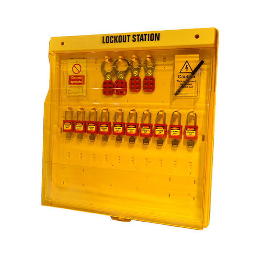 Spectrum Industrial Lockout Board 10 Station & Pocket With Cover LOK272