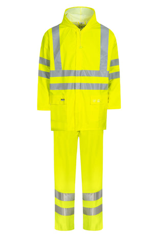 Lyngsoe LR552 Hi-Vis PU Rain Suit Jacket and Trousers EN ISO 20471 Class 3