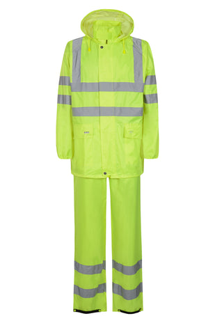 Lyngsoe LR60552 Hi-Vis Rain Suit Jacket and Trousers EN ISO 20471 Class 3
