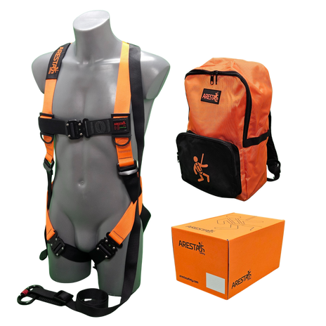 ARESTA AK-M03AA MEWP Kit, Black and Orange Harness, 2m Lanyard, Backpack - AK-M03AA-BO