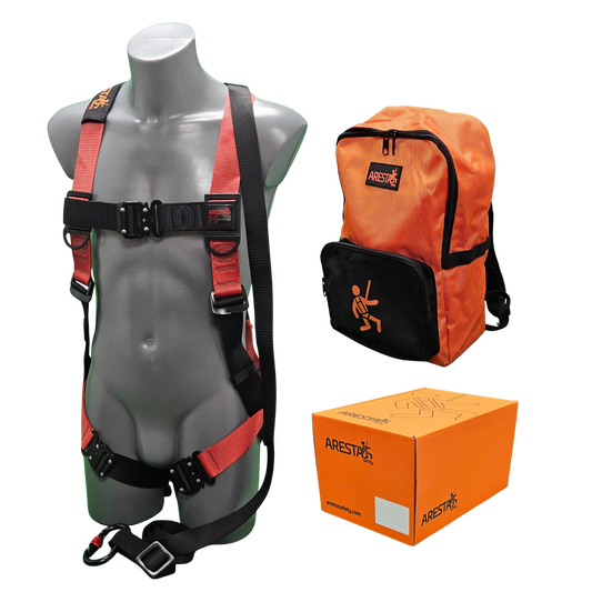 ARESTA MEWP Kit, Black and Red Harness, 2m Lanyard, Backpack - AK-M03AA-BR