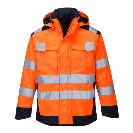 Portwest Modaflame Rain+ Jacket - Orange/Navy