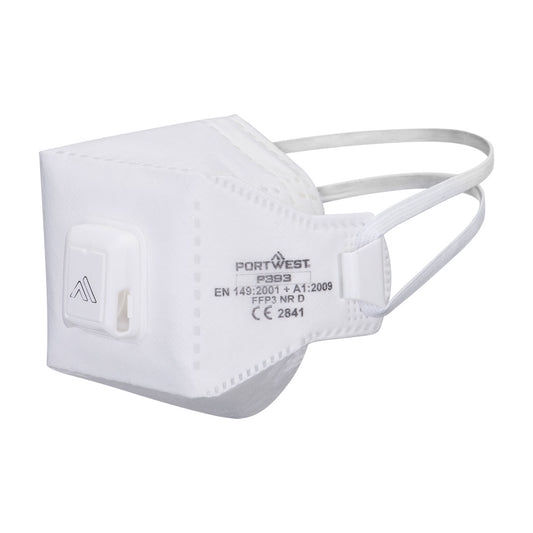 Portwest P393 EAGLE PRO FFP3 Valved Fold Flat Respirator (Pack of 10) - White