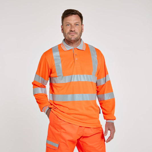 Pulsar PROTECT Hi-Vis Long Sleeve Polo Shirt (PR470-R / P458-R) - Orange