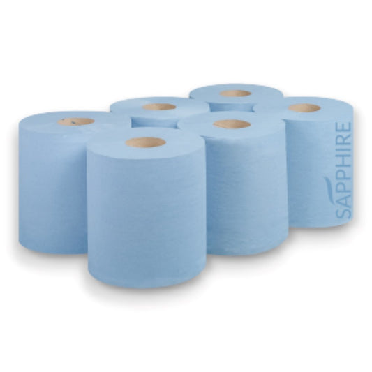 Sapphire Blue Flat Sheet 2 Ply Centrefeed Roll Case of 6