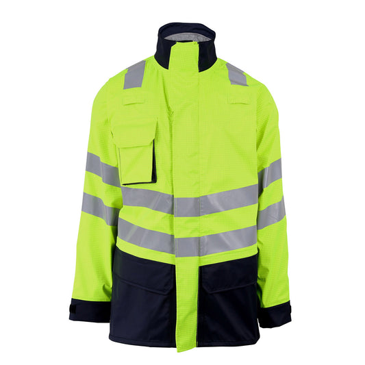 ProGARM 9150 Hi-Vis Yellow/Navy Unlined Waterproof Arc Flash Jacket