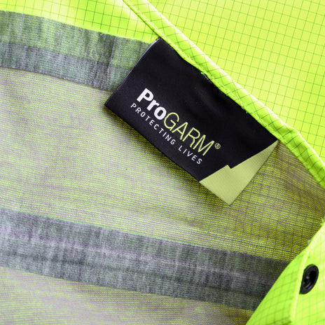 ProGARM 9155 Hi-Vis Yellow/Navy Unlined Waterproof Arc Flash Dungarees 9.3 cal/cm² APC 1
