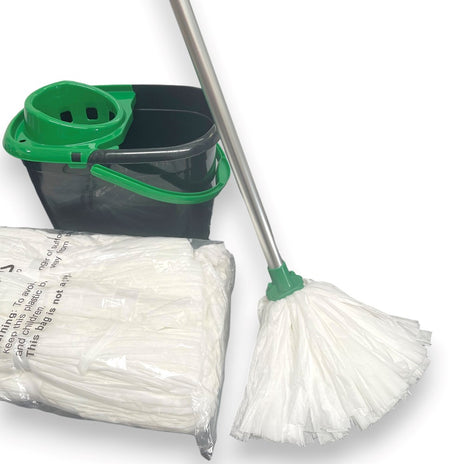 Robert Scott Eco-Friendly Refill Mop and Bucket Set with 10 Heads - Colour Coded