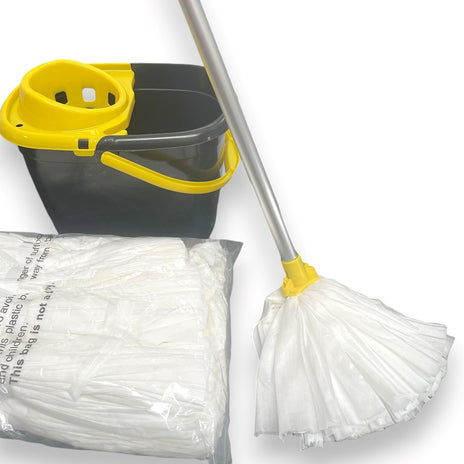 Robert Scott Eco-Friendly Refill Mop and Bucket Set with 10 Heads - Colour Coded