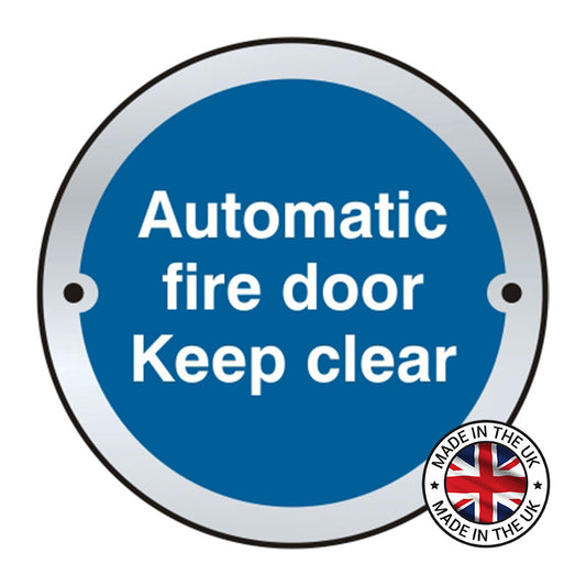 Spectrum Industrial 75mm Satin Alum Disc Fire Door Keep Clear (Pack of 2) sign, Standard One Size (SGN21P)