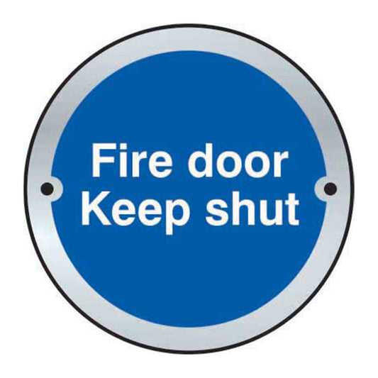 Spectrum Industrial 75mm Satin Alum Disc Fire Door Keep Shut (Pack of 2) sign, Standard One Size (SGN22P)