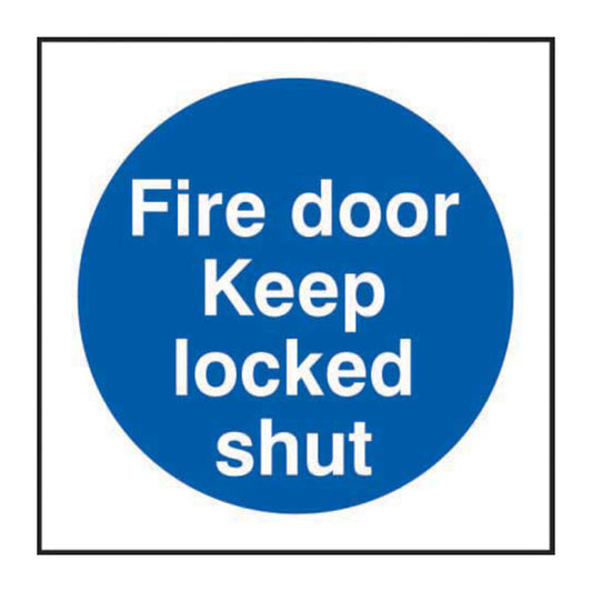 Spectrum Industrial 100mm Self Adh PVC Sign Fire Door Keep Locked Shut (Pack of 6) sign, Standard One Size (SGN26P)