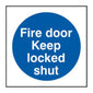 Spectrum Industrial 100mm Self Adh PVC Sign Fire Door Keep Locked Shut (Pack of 6) Sign SGN26P