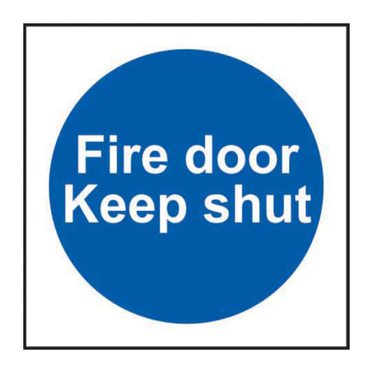 Spectrum Industrial 100mm Self Adh PVC Sign Fire Door Keep Shut (Pack of 6) sign, Standard One Size (SGN28P)