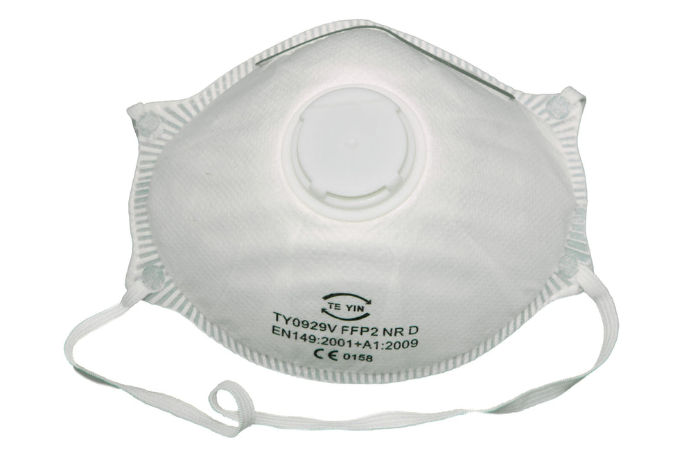 TY0929V moulded FFP2 valved dust mask with exhalation valve and elastic head straps