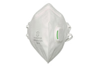 TY1729V FFP2 valved fold flat dust mask, front view with exhalation valve
